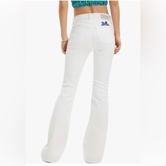 NWT Desigual- Luna Flare Jeans in White. Size EU 42 or US 14 - Picture 2 of 11